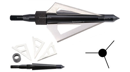 купите Наконечники охотничьи Man-kung MK-3BAL фиксированные, 100 гран, 3 лезвия (3 шт.) в Самаре