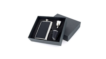 купите Подарочный набор: фляга походная для спиртного S.Quire 1508YGB, 3 стаканчика и воронка в Самаре