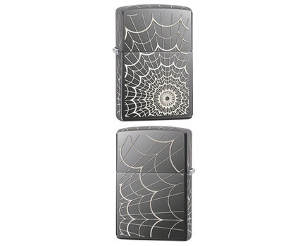 Купите зажигалку Zippo 28527 Spider Web Black Ice (тонированный цирконием зеркальный хром, рисунок паучьей сети) в интернет-магазине