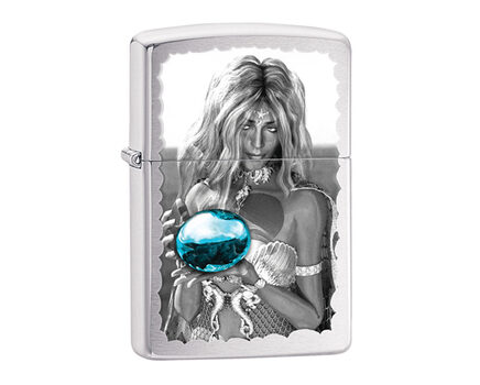 Купите зажигалку Zippo 28651 Mermaid and Blue Orb Brushed Chrome (крупнозернистая шлифовка хрома, рисунок русалки с голубым шаром) в интернет-магазине